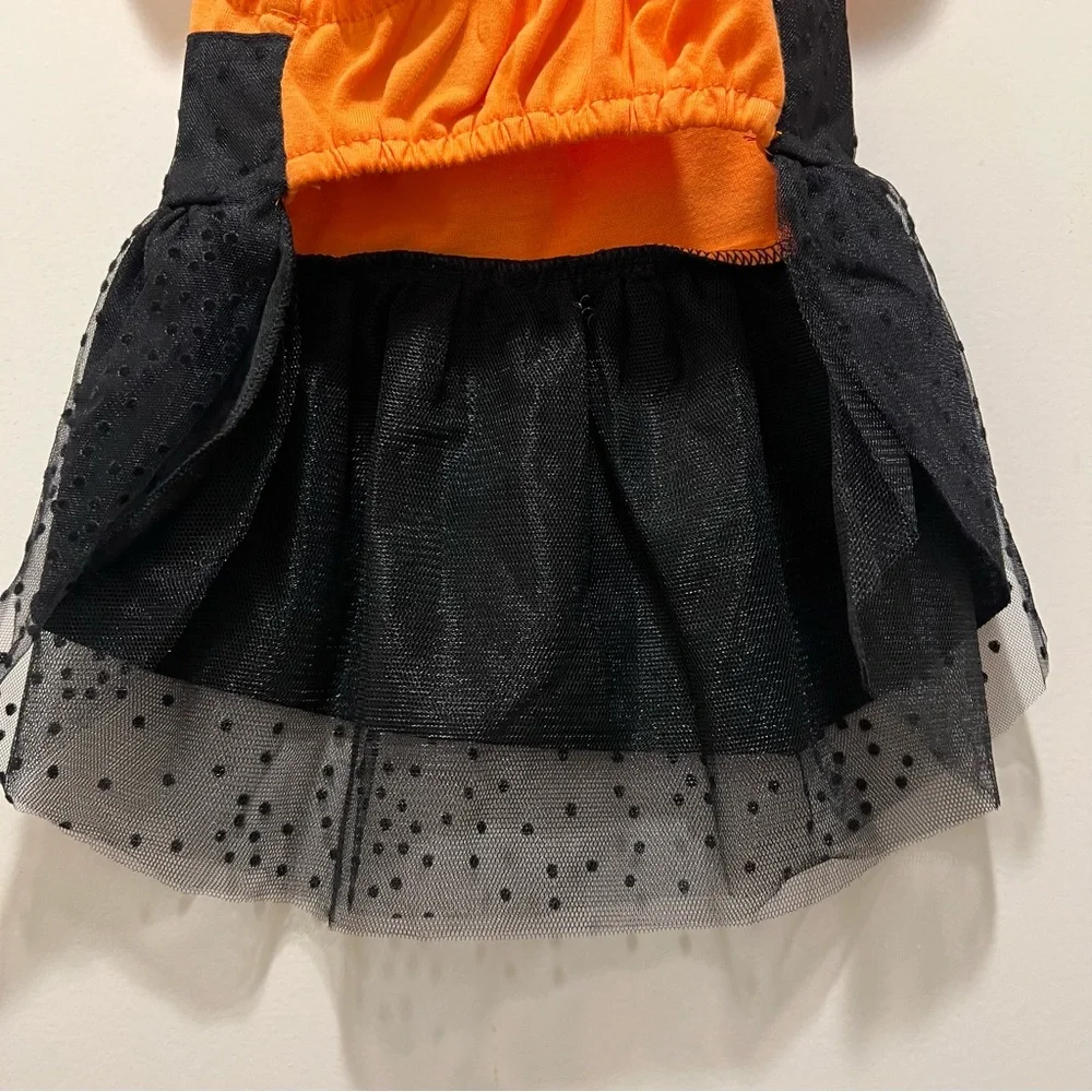 Halloween owl dog dress orange black small spooky